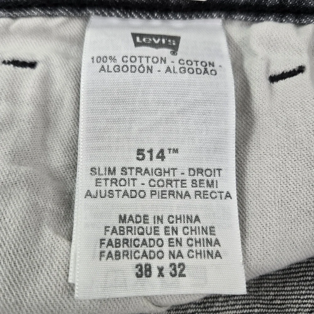 Levi's 514 Men Jeans 38X32 Gray Denim Slim Straight 30